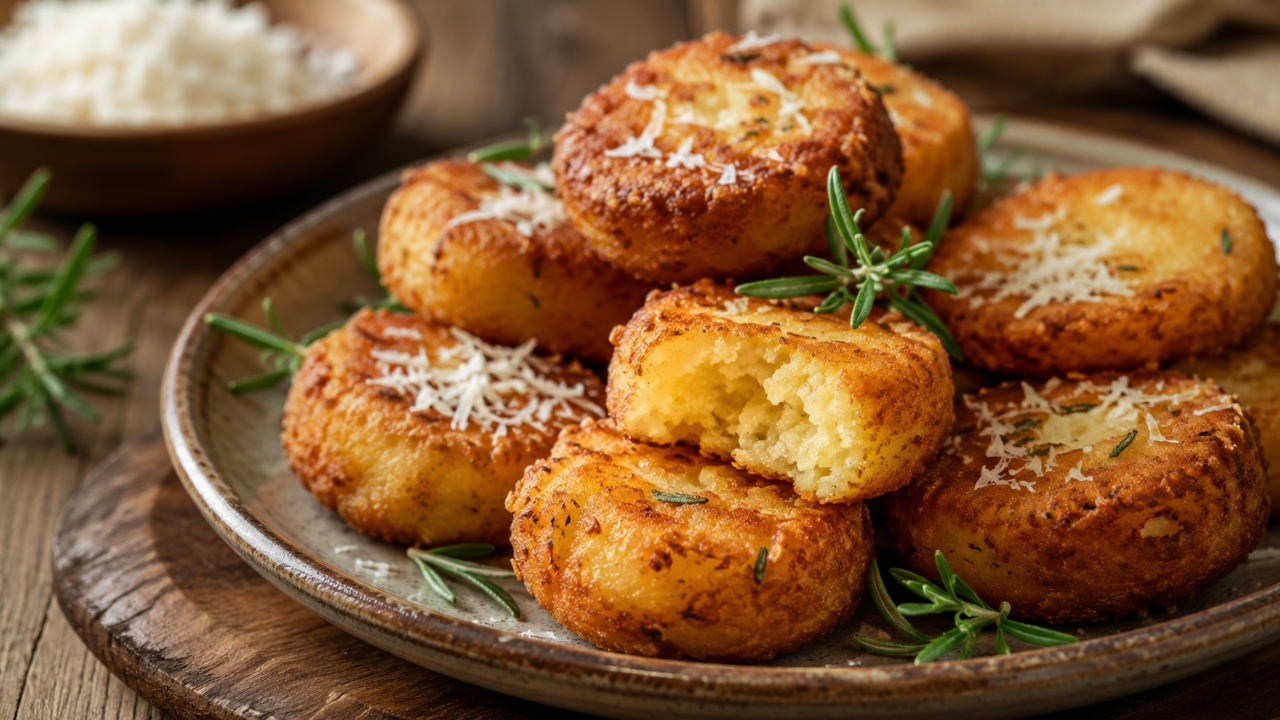 Fritule od palente sa parmezanom i ruzmarinom servirane na tanjiru